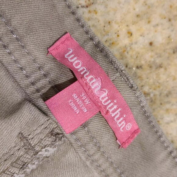 NWOT Woman Within Plus Size 34W Zip Up Tan Stretch Denim Modern Fit Shorts Cuff - Picture 9 of 12
